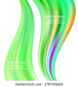 Afiche moderno de flujo colorido. Forma líquida ondulada en color arcoiris que refleja el fondo de la bengala. Diseño artístico para su proyecto de diseño. Ilustración vectorial EPS10 o distribución de folletos, folleto de bienestar, boletín