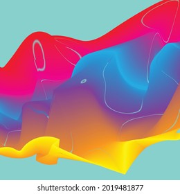 Modern colorful flow poster. Wave Liquid shape in blue color background. Stock Illustration.