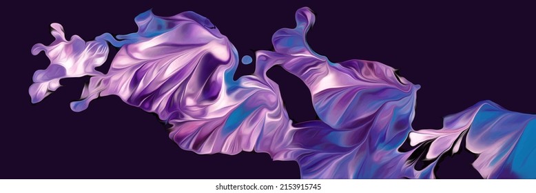 Modern colorful flow poster. Wave liquid shape in purple color background