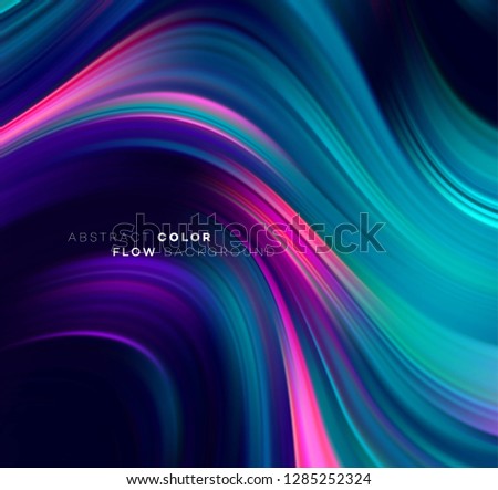 Modern colorful flow poster. Wave Liquid shape in black color background. Art design for your design project. Vector illustration EPS10