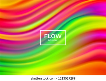 Modern colorful flow waves background with soft lines. Bright liquid design in rainbow colors. Smooth gradient template for poster, banner, cover. Vector illustration. 