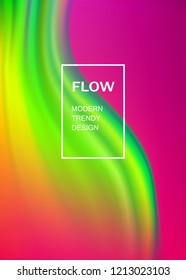 Modern colorful flow waves background with soft lines. Bright liquid design in rainbow colors. Smooth gradient template for poster, banner, cover. Vector illustration. 