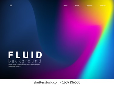 Modern colorful fluid gradient for banner, poster, cover, flyer, presentation, advertising, landing page. Wave liquid shape in blue, yellow, pink color background. 