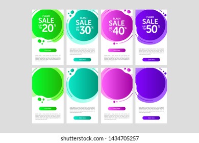 Modern and Colorful fluid mobile for sale banners. the design can use in your social media.