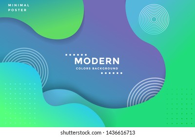 Modern colorful fluid poster. Wavy Liquid shape on trendy gradient color. Vector illustration.