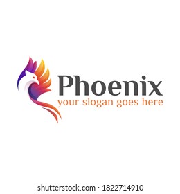 modern colorful fly phoenix or eagle logo design vector template