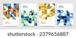 Modern colorful flyer with geometric shapes, geometry graphics and abstract background vector set. print or presentationd design element.