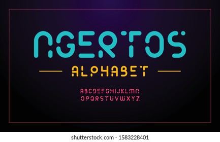 Modern colorful font and alphabet, Display typography fonts A to Z.