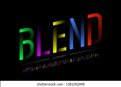 Modern colorful font design, alphabet letters and numbers vector illustration