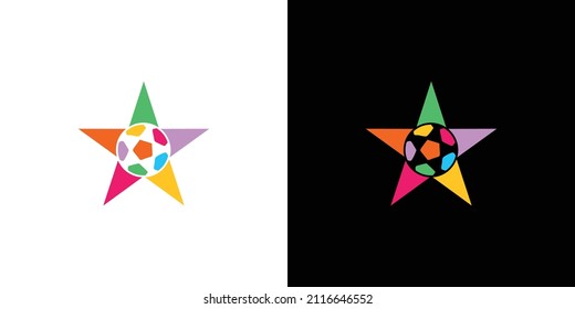 Modern and colorful football star logo design