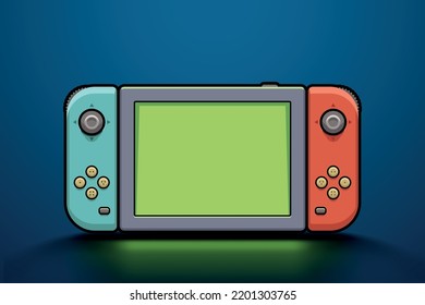 modern colorful game console with bright screen