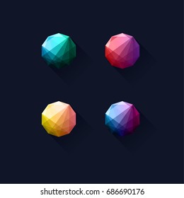 Modern colorful geometric abstract vector logo or element design. Best for identity, web applications, mobile and  logotypes. Simple flat style shape with long shadows.