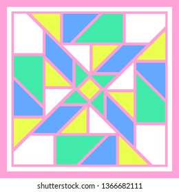 modern colorful geometric pattern with white frame on pink