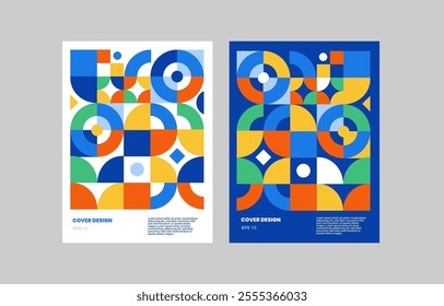 Modern colorful Geometric Poster Abstract Art With Simple decorative shapes and forms minimalist