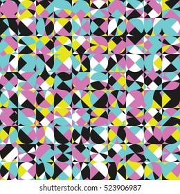 Modern colorful geometric seamless pattern. Abstract texture with intersecting shapes. Eternal background with random ornament. Element of design.