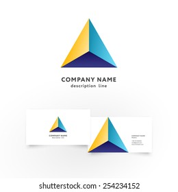 Modern colorful geometric shape icon design element with business card template. Best for identity and logotypes.