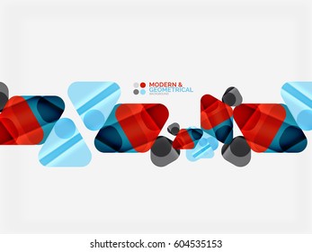 Modern colorful geometrical triangles with shiny glossy effect with sample text. Vector abstract background design template for your slogan, message or presentation