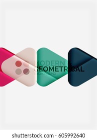 Modern colorful geometrical triangles with shiny glossy effect with sample text. Vector abstract background design template for your slogan, message or presentation