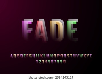 modern colorful glass faded text effect alphabet