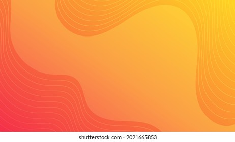 Modern colorful gradient background with wave lines. Orange geometric abstract presentation backdrop. Vector illustration