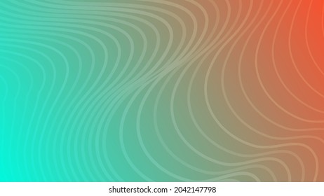 Fondo de degradado colorido moderno con líneas onduladas. Fondo de presentación abstracta geométrica verde y naranja. Ilustración del vector