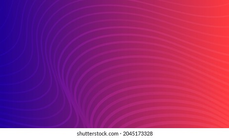 Modern colorful gradient background with wave lines. Biue and red geometric abstract presentation backdrop. Vector illustration