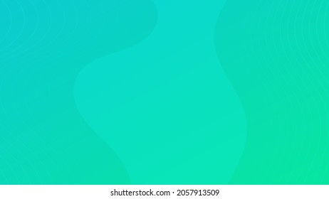Modern colorful gradient background with wave lines. Green geometric abstract presentation backdrop. Vector illustration