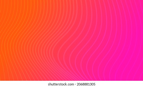Modern colorful gradient background with wave lines. Orange geometric abstract presentation backdrop. Vector illustration