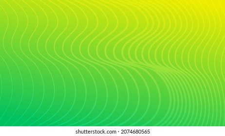 Modern colorful gradient background with wave lines. Green geometric abstract presentation backdrop. Vector illustration