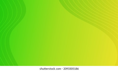 Modern colorful gradient background with wave lines. Green geometric abstract presentation backdrop. Vector illustration