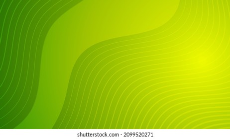 Modern colorful gradient background with wave lines. Green geometric abstract presentation backdrop. Vector illustration