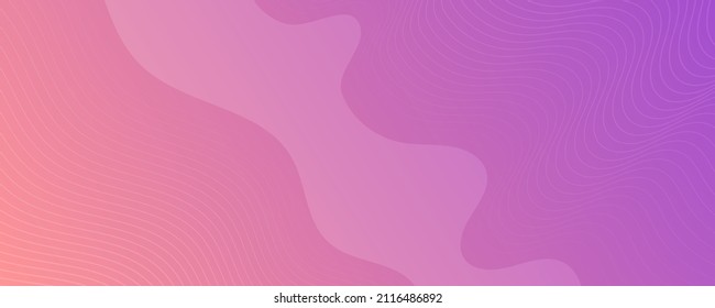 Modern colorful gradient background with wave lines. Pink geometric abstract presentation backdrop. Vector illustration