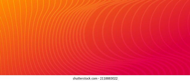 Modern colorful gradient background with wave lines. Orange geometric abstract presentation backdrop. Vector illustration