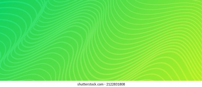 Modern colorful gradient background with wave lines. Green geometric abstract presentation backdrop. Vector illustration