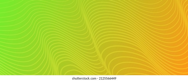Modern colorful gradient background with wave lines. Green geometric abstract presentation backdrop. Vector illustration