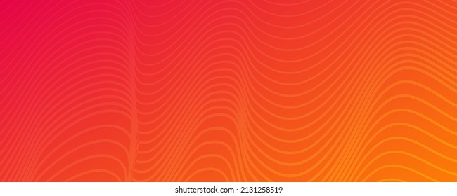 Modern colorful gradient background with wave lines. Orange geometric abstract presentation backdrop. Vector illustration