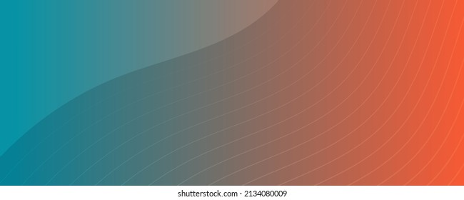 Modern colorful gradient background with wave lines. Green and orange geometric abstract presentation backdrop. Vector illustration