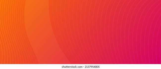 Modern colorful gradient background with wave lines. Orange geometric abstract presentation backdrop. Vector illustration