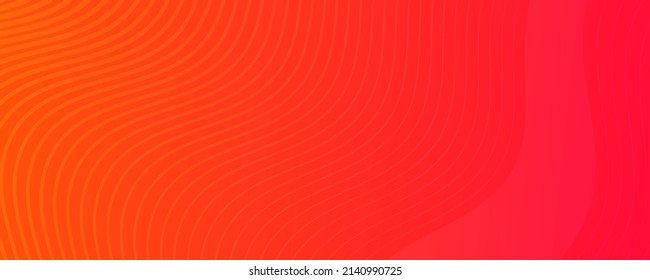 Modern colorful gradient background with wave lines. Red geometric abstract presentation backdrop. Vector illustration