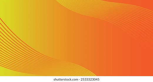 Modern colorful gradient background with wave lines. Orange geometric abstract presentation backdrop. Vector illustration