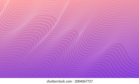 Modern colorful gradient background with wavy lines. Violet geometric abstract presentation backdrop. Vector illustration
