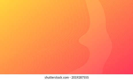 Modern colorful gradient background with wavy lines. Orange geometric abstract presentation backdrop. Vector illustration
