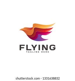Modern Colorful Gradient of Bird Eagle Wing Flying Logo Icon