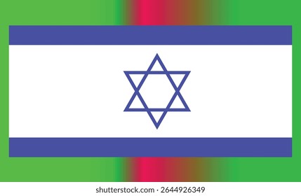 Modern colorful gradient Israeli flag vector with star of David and bold blue bars for decoration