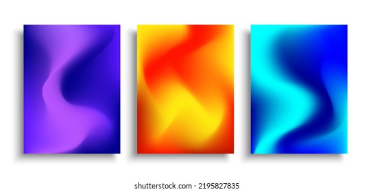 Modern colorful gradient set background. Abstract trendy fluid shape design. Template collection for brochure, cover, flyer, poster, banner. Vector illustration