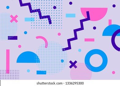 Modern colorful graphic pattern. Circle, square, lines on banner in minimalistic style. Vector illustration suitable for backdrop, flyer, social media covers.