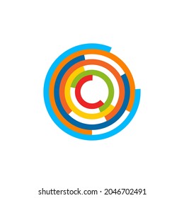 Modern colorful hal circles vector technology logo design