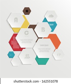 Modern colorful hexagon design homepage or infographic. Vector eps10.