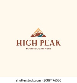 Modern colorful HIGH PEAK mountain Logo design