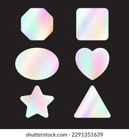 Modern colorful holographic stickers with copy space. Vector illustration with hologram badges for preview tags and labels